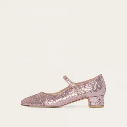 Balagan Dora Czółenka Na Niskim Obcasie, Pudrowy Brokat- Czółenka