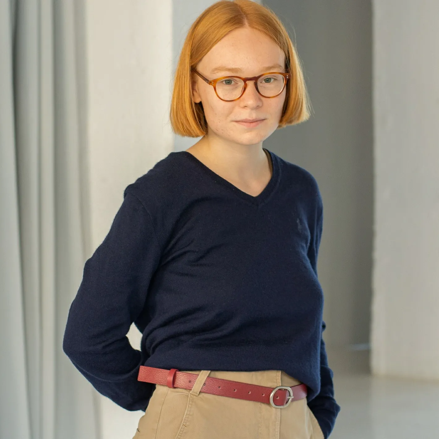 Balagan Pasek Z Owalna Klamra, Szminkowy- Paski